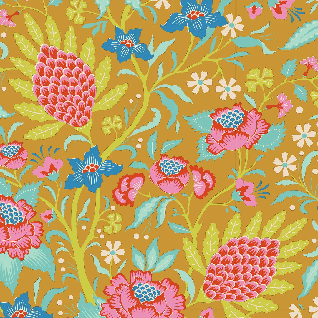 100% Cotton  by TILDA Bloomsville - Flowertangle - Mustard