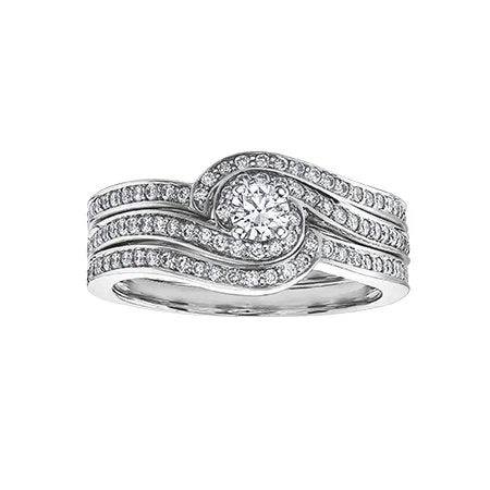 14K White Gold (0.30ct) Diamond Matching Ring Jacket / Enhancer