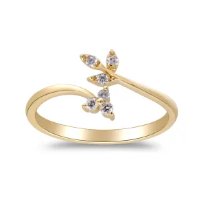 14k Yellow Gold Floral Diamond Wrap Ring