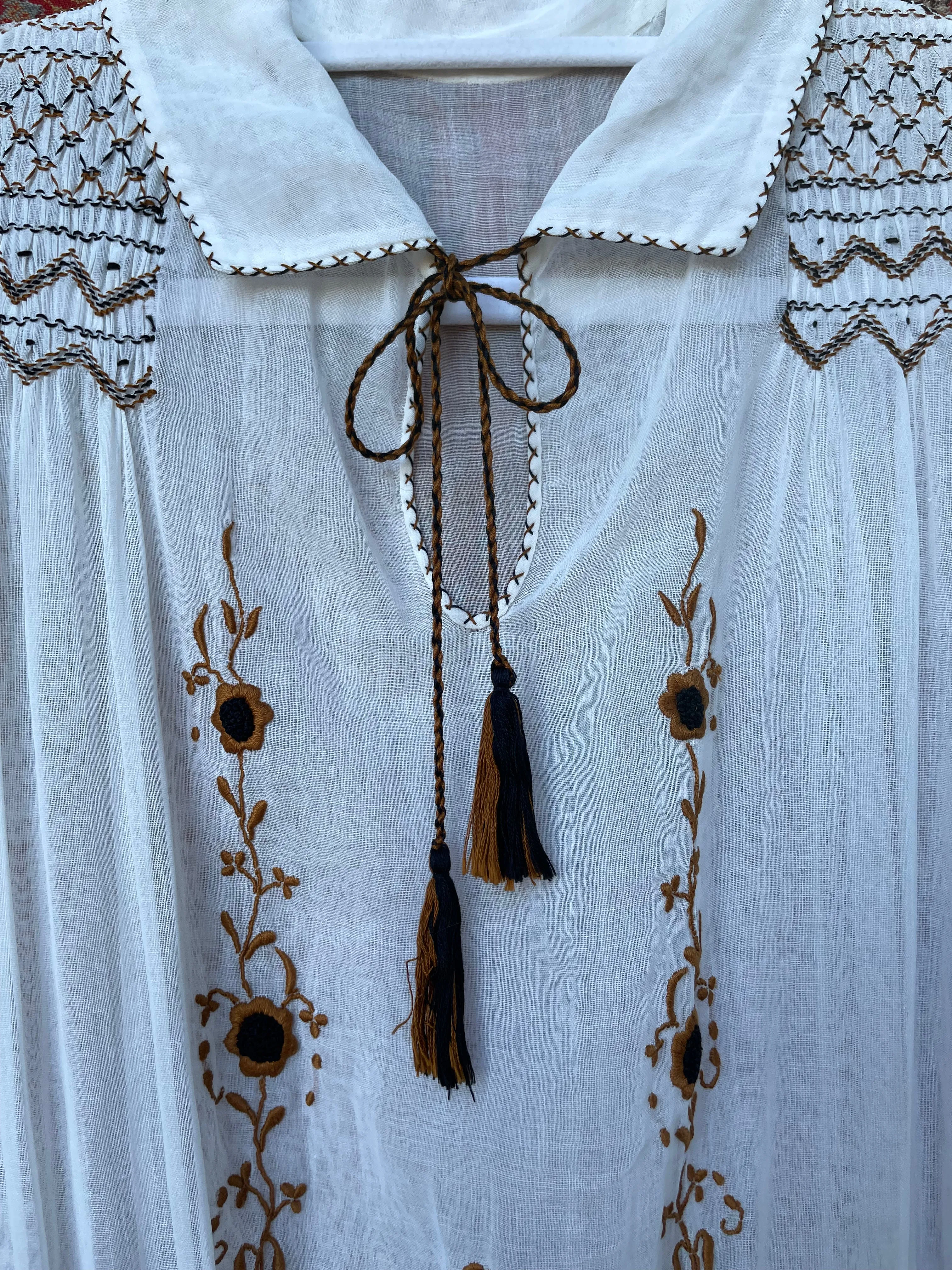 1920s Autumnal Floral Hungarian Dress