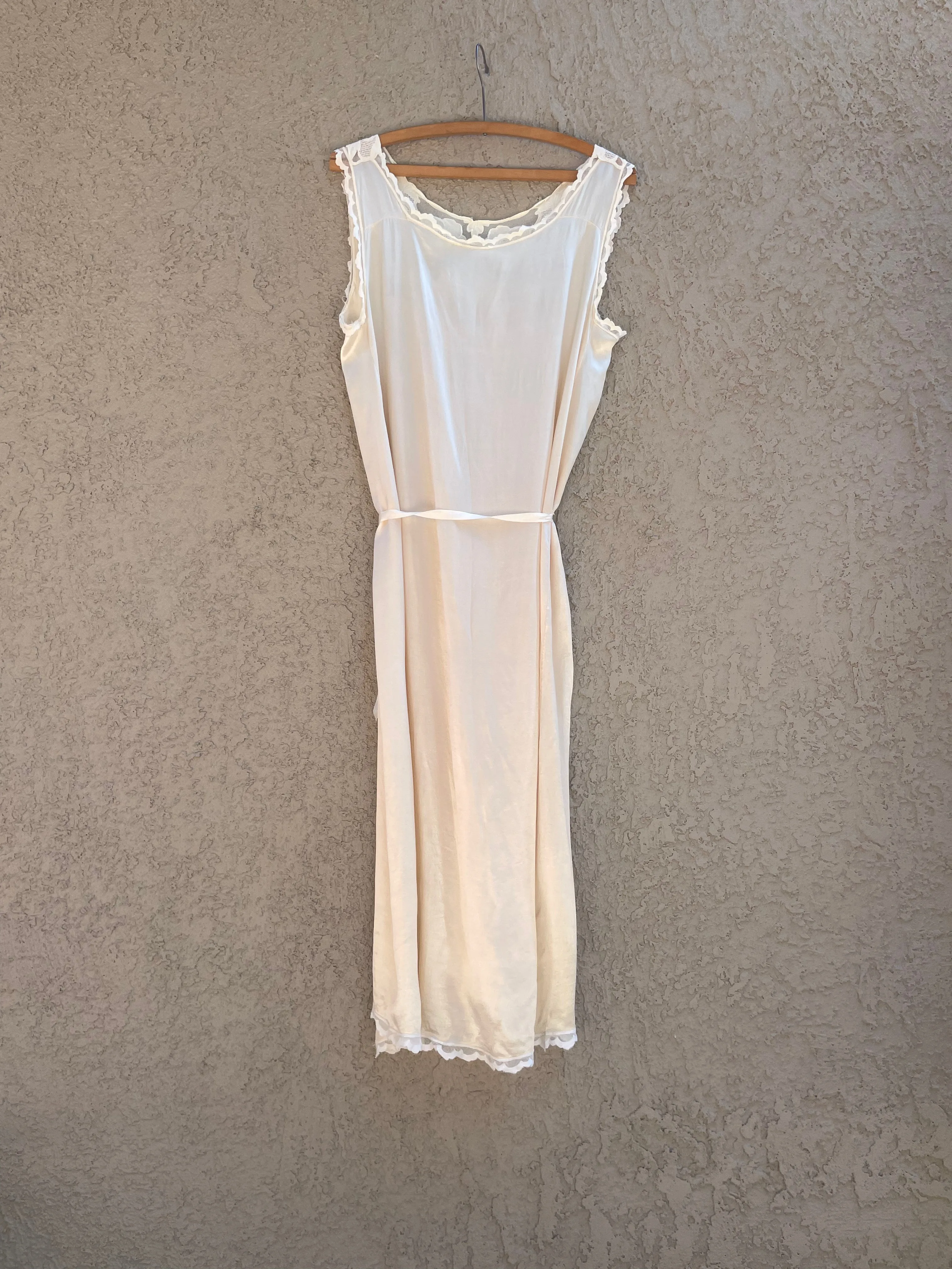 1920s Silk Floral Appliqué Slip Dress