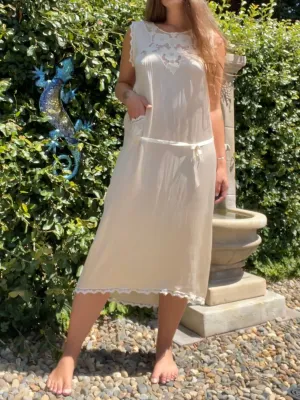 1920s Silk Floral Appliqué Slip Dress