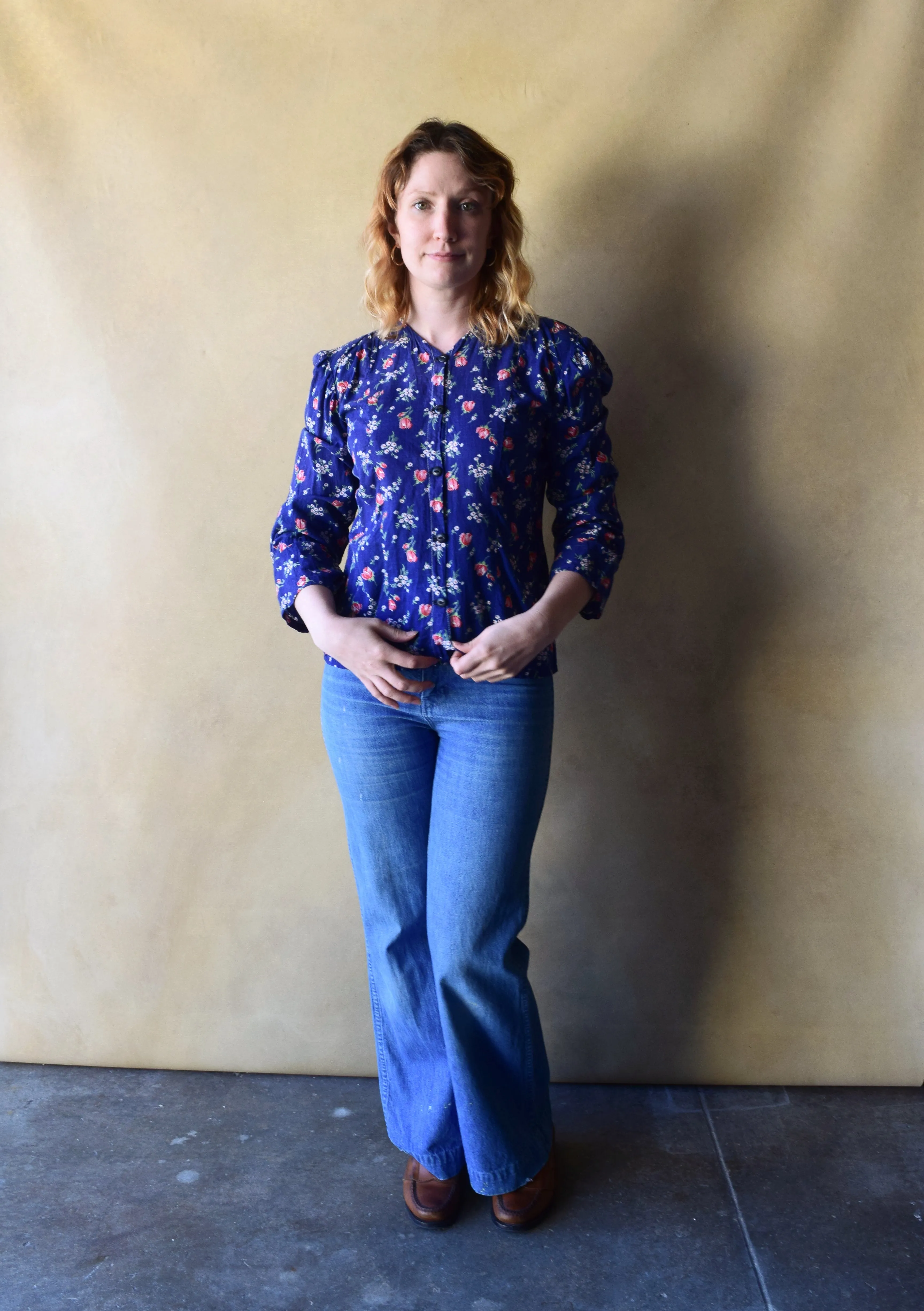 1930s feedsack top . vintage 30s blouse . size s to m