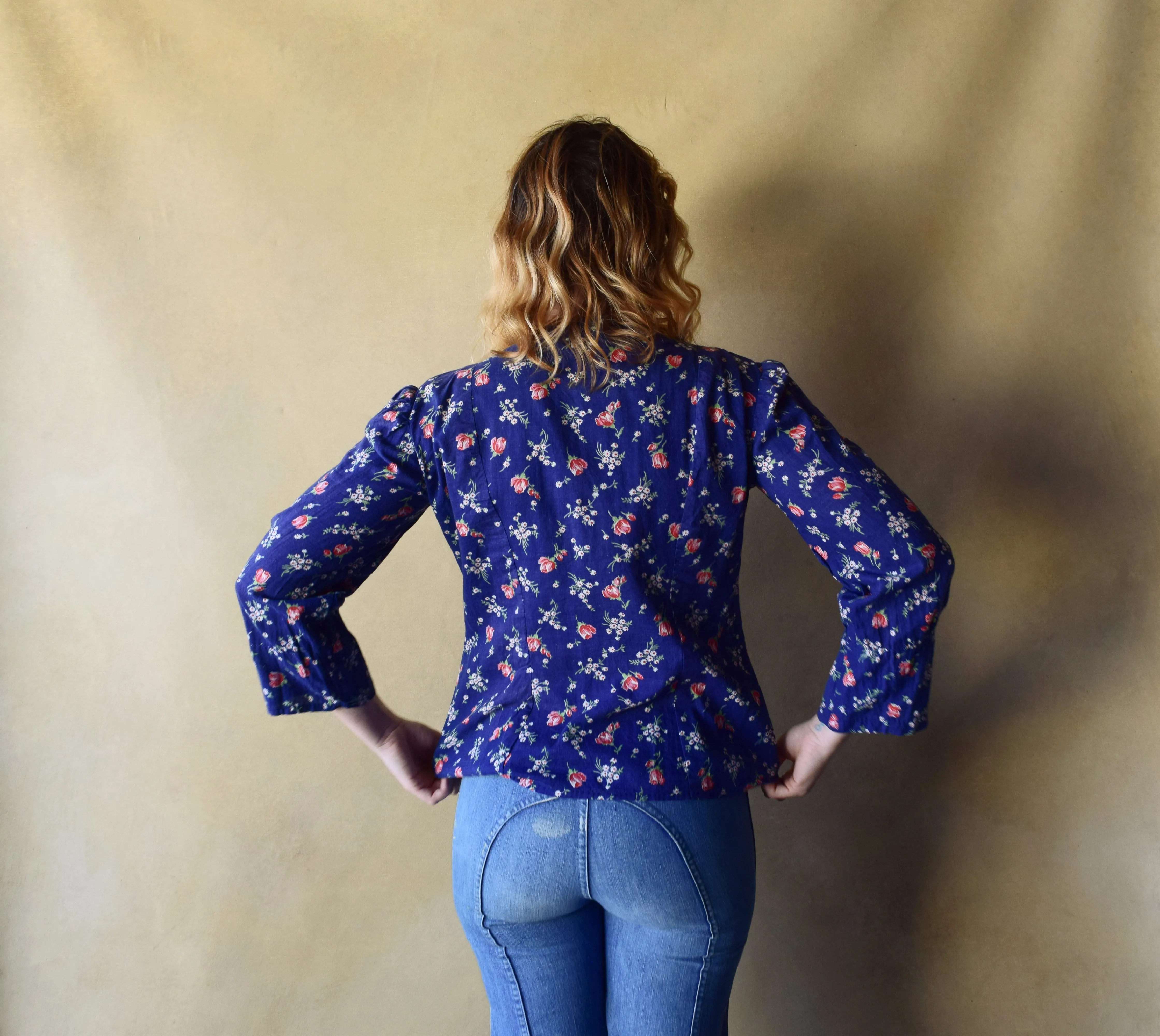 1930s feedsack top . vintage 30s blouse . size s to m