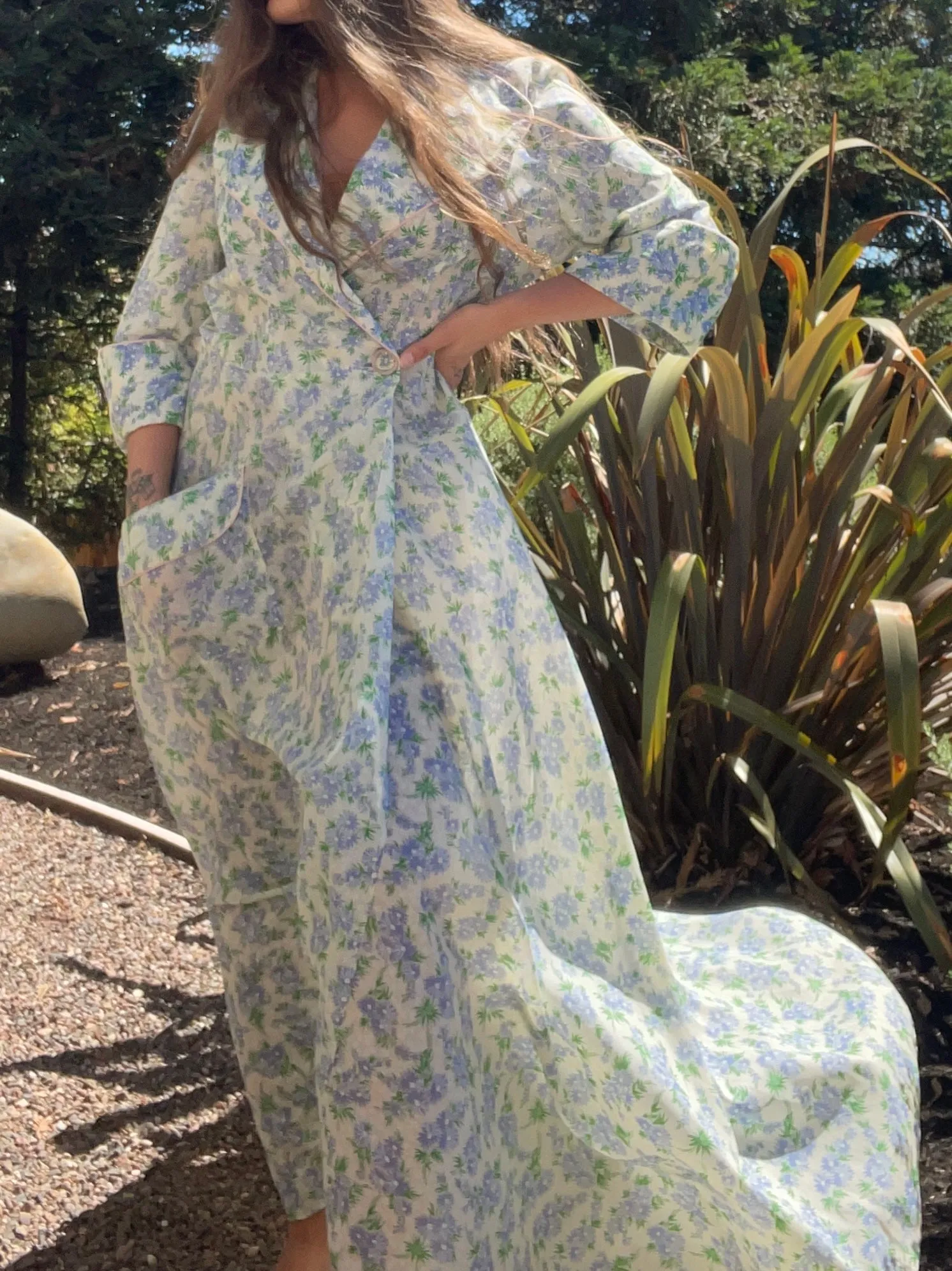 1940s Floral Wrap House Dress