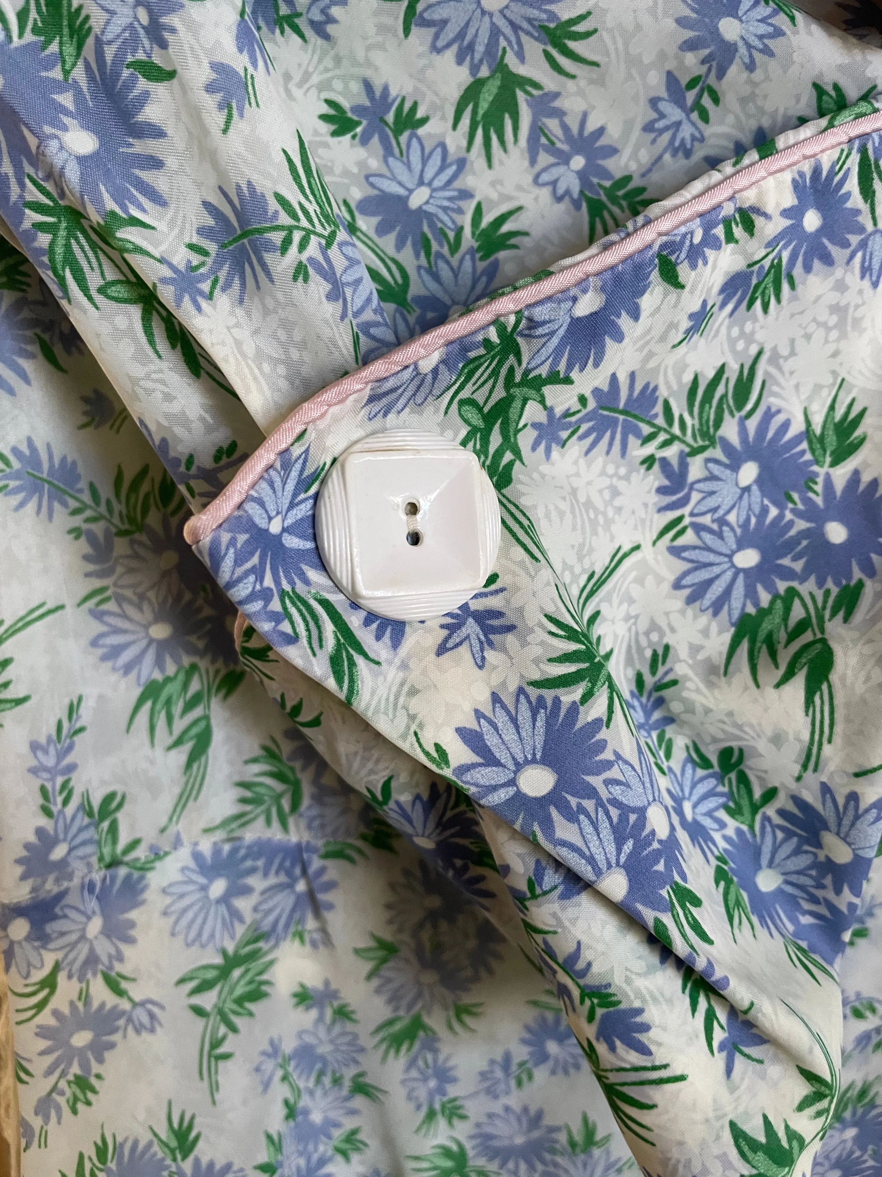 1940s Floral Wrap House Dress