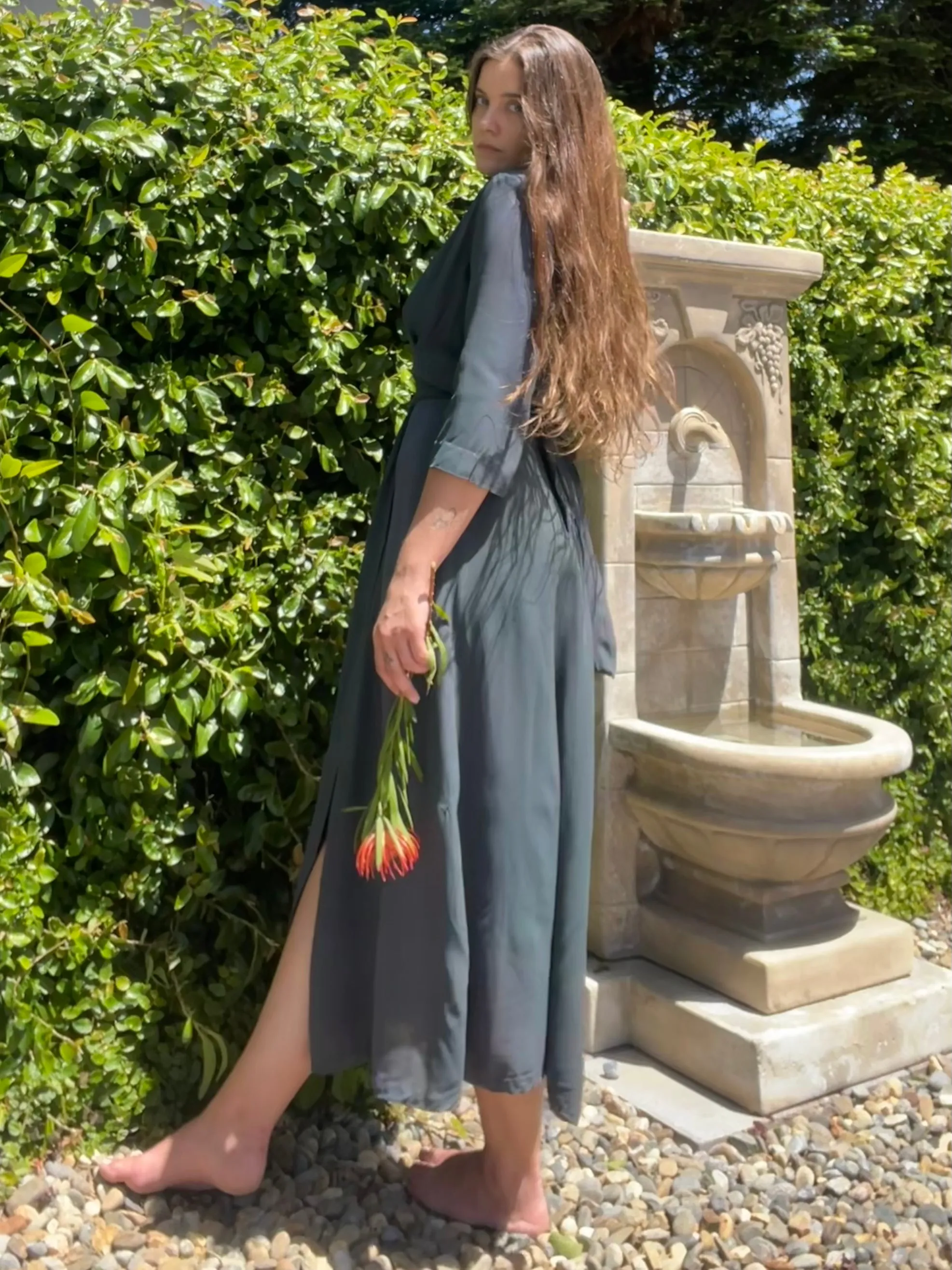 1940s Hand Printed ‘Trade Wind Hawaiian Sportswear of Honolulu' Rayon Crepe Dress