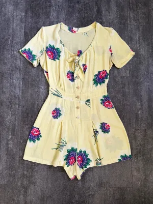 1940s playsuit . vintage 40s floral romper . size small to s/m