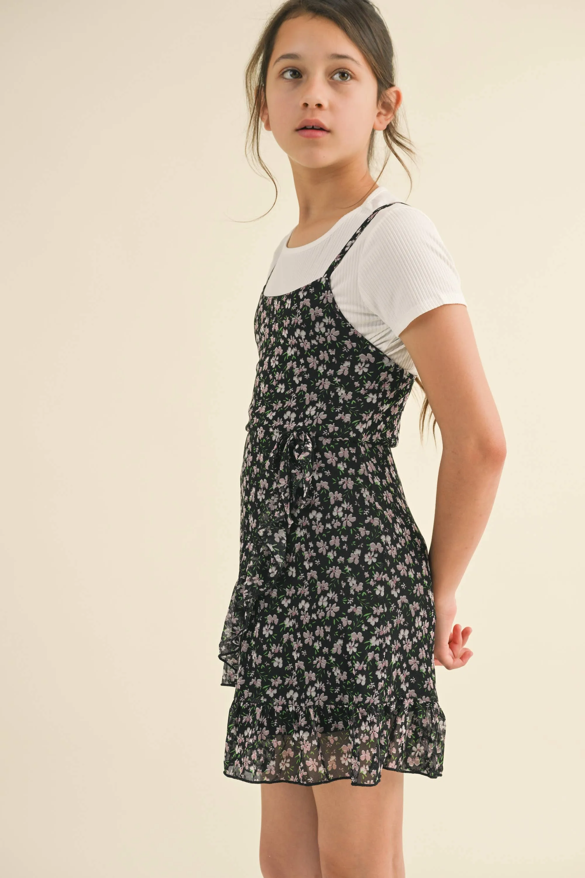 2pc Faux Wrap Dress