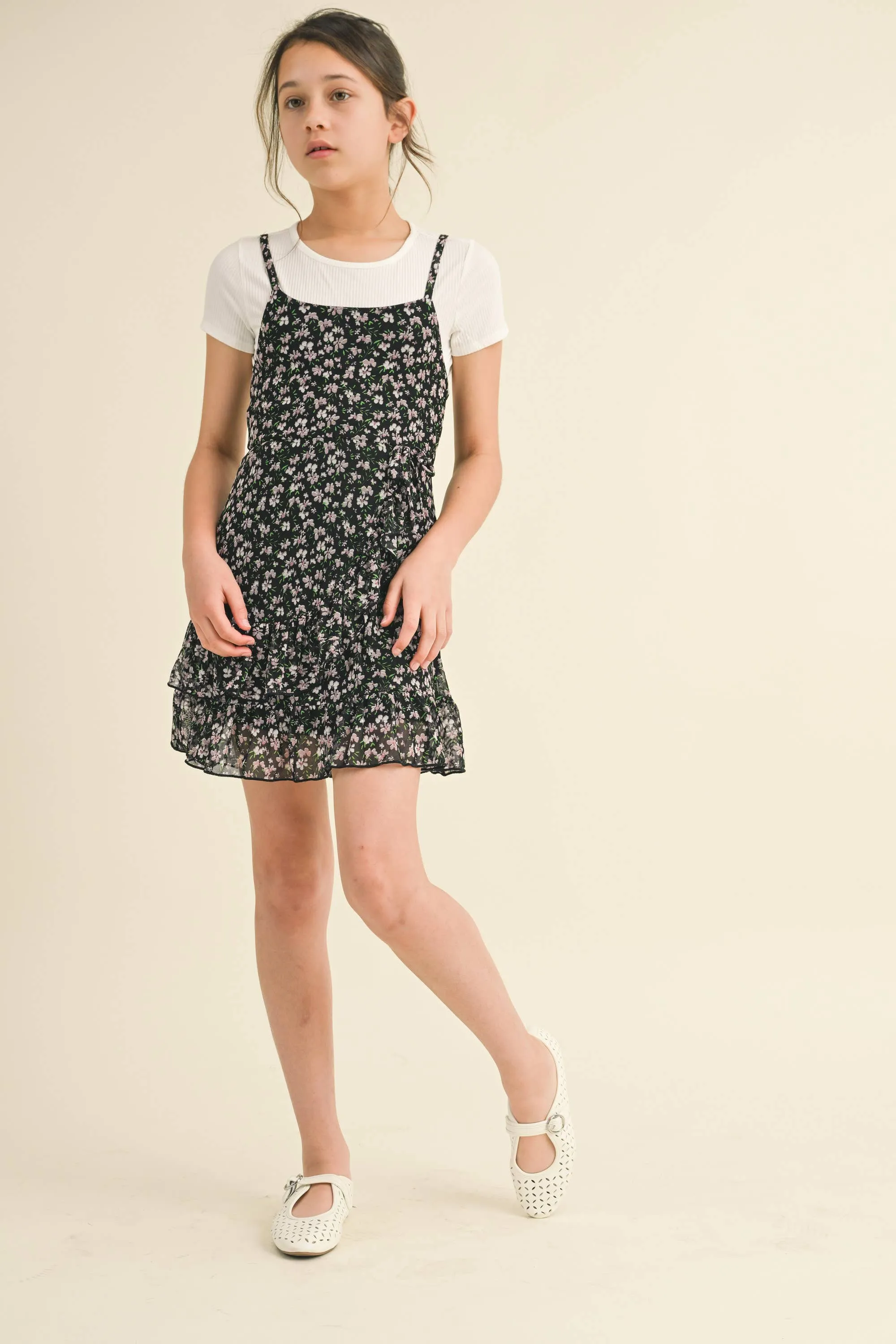 2pc Faux Wrap Dress