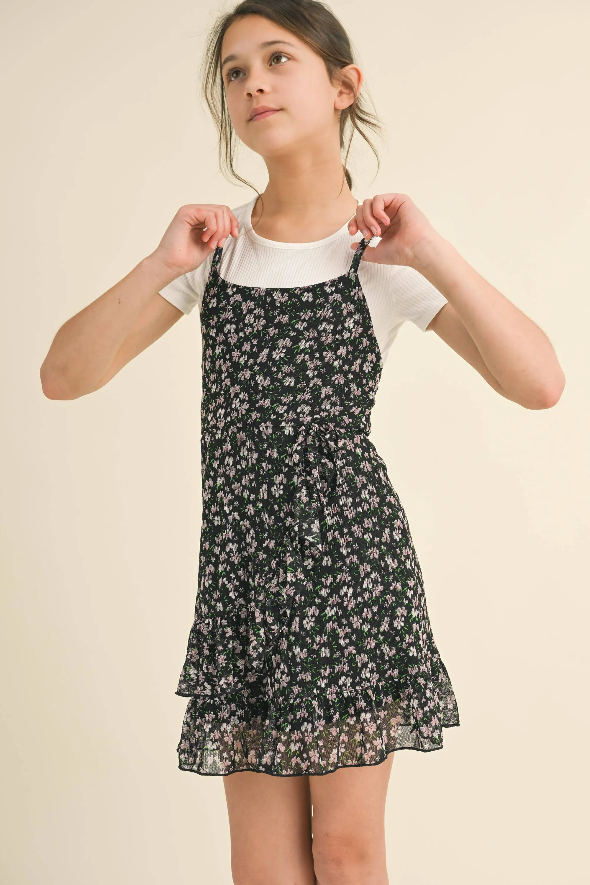 2pc Faux Wrap Dress