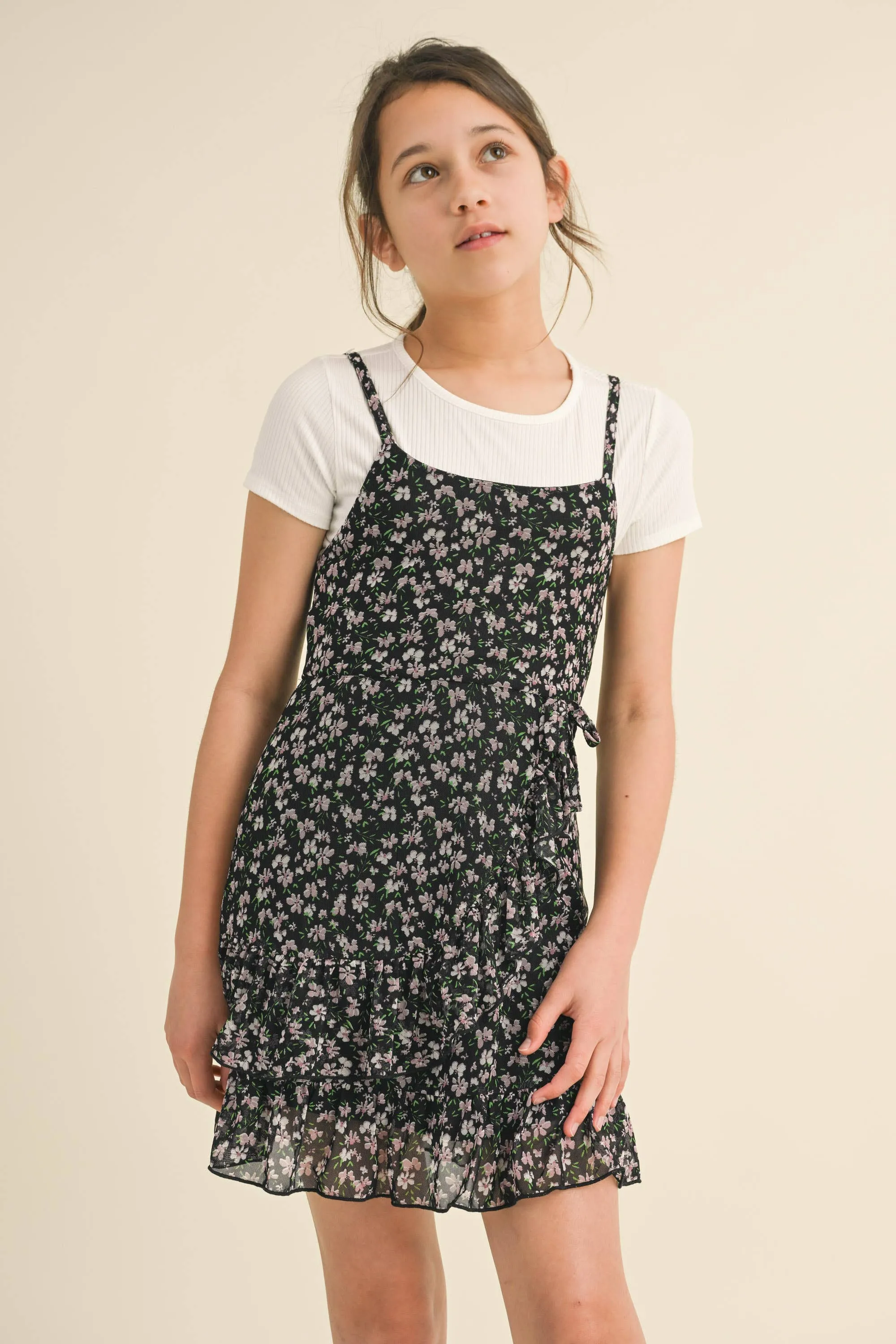 2pc Faux Wrap Dress