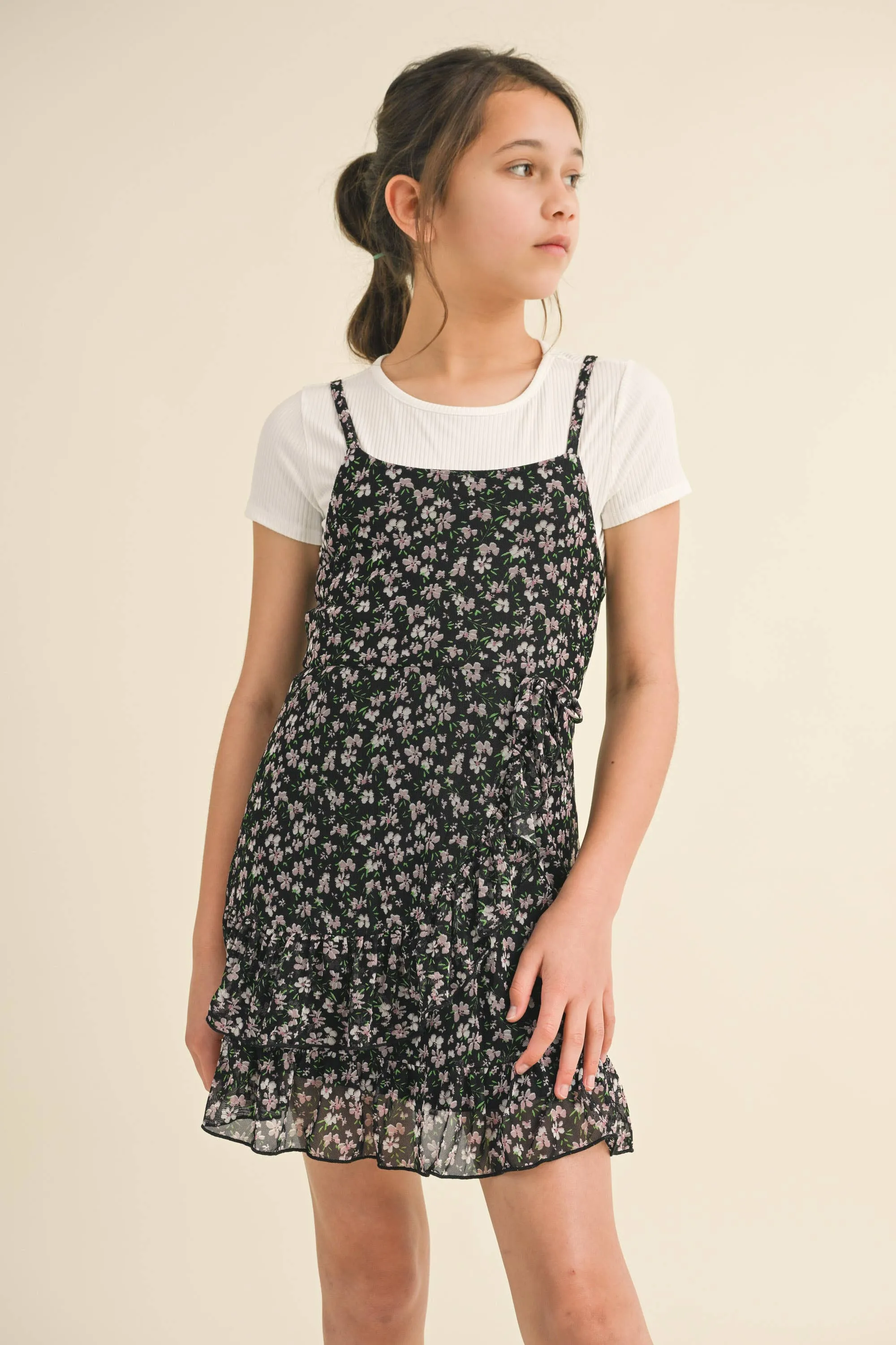 2pc Faux Wrap Dress