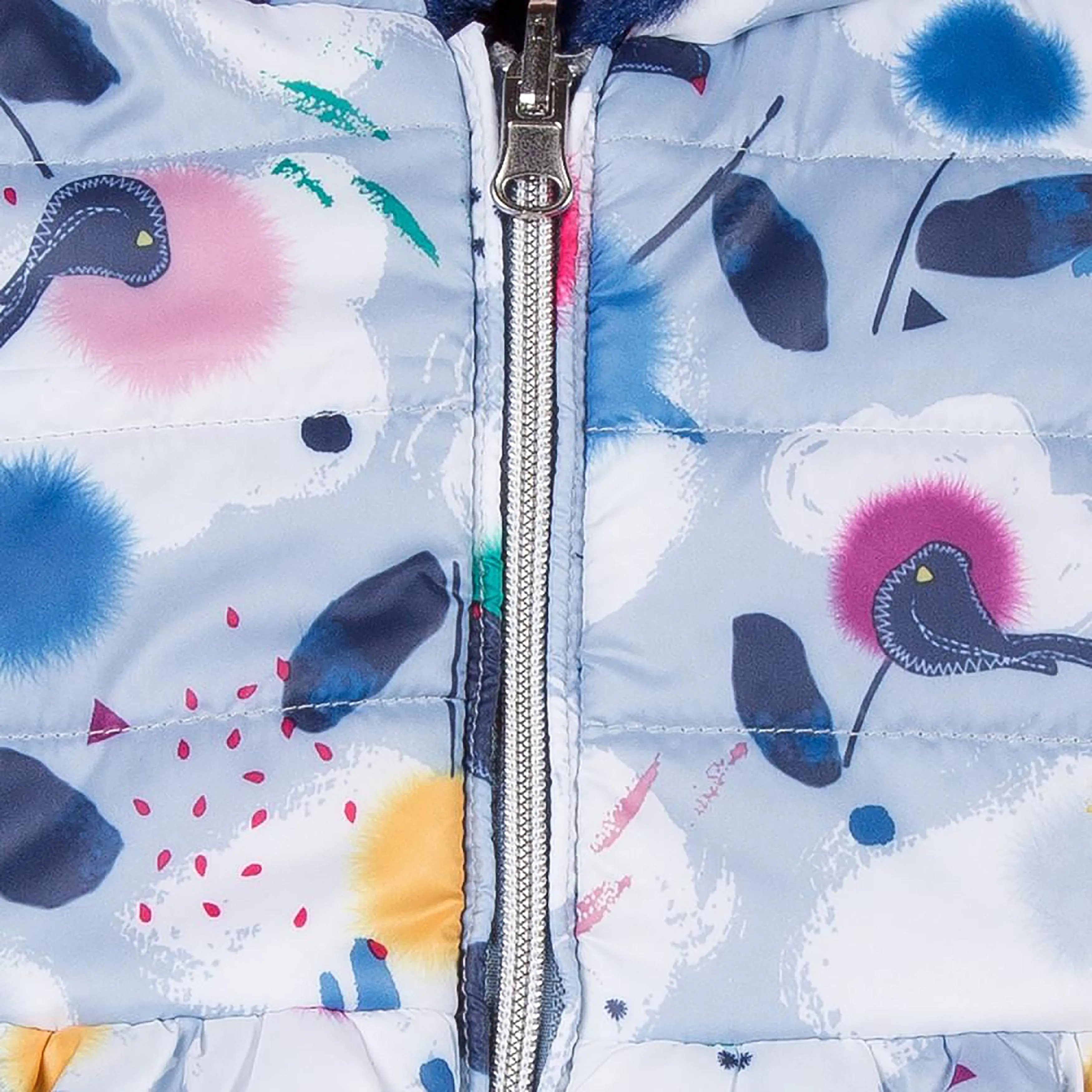 [2y] Catimini Reversible Parka w/Charming Print & Fancy Fur