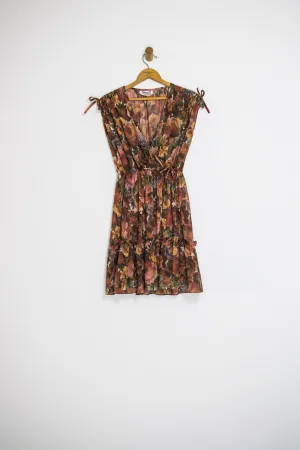 70’s SHEER FLORAL DRESS / MEDIUM