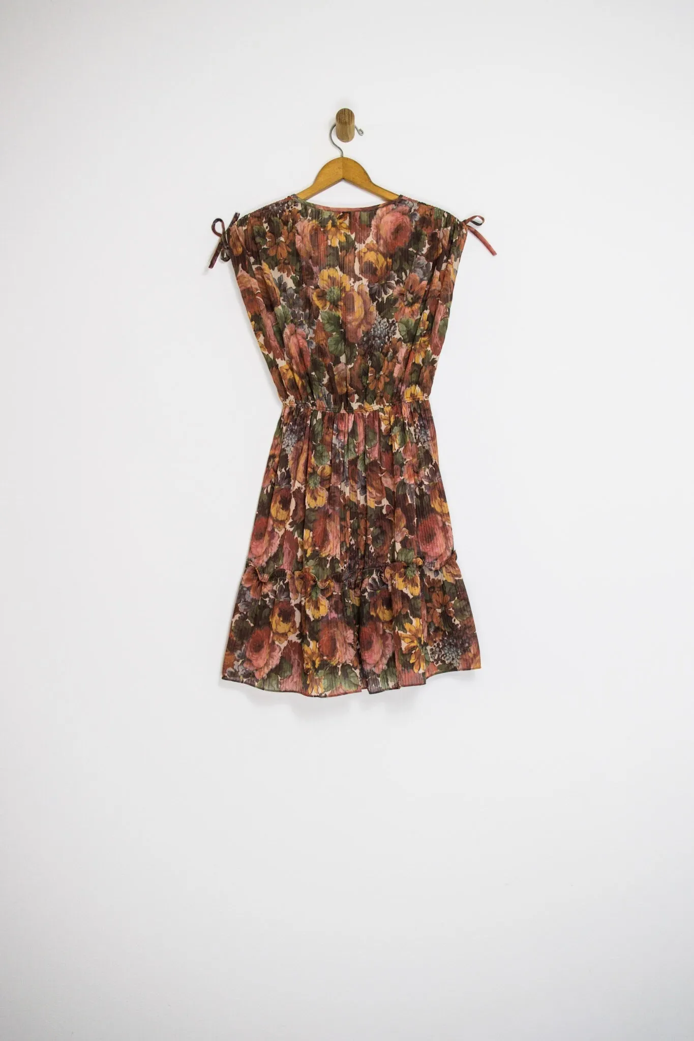 70’s SHEER FLORAL DRESS / MEDIUM