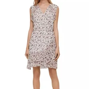 All Saints Women's Medium Priya Rosa Pink Floral Ruffle Wrap Dress