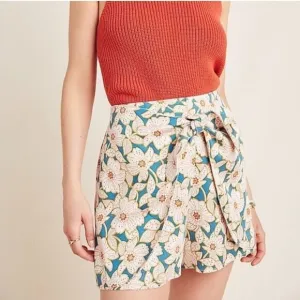 Anthropologie Geordine Floral Skirted Wrap Skort Size Large