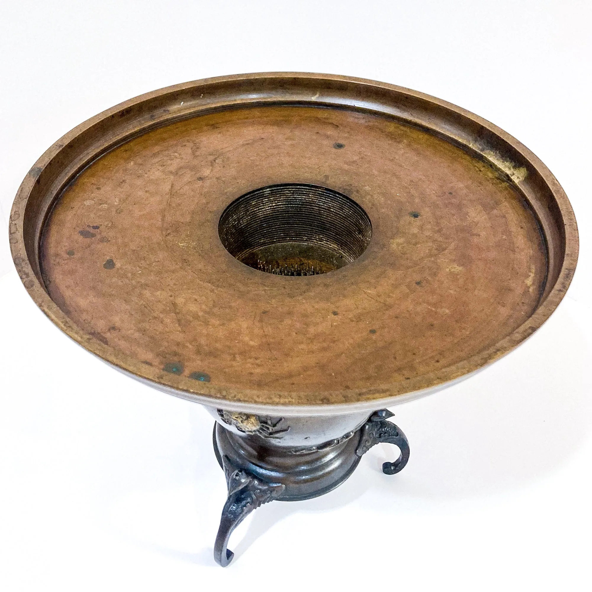 Antique Japanese Yoshimasa Bronze Crab Ocean Motif Ikebana Vase
