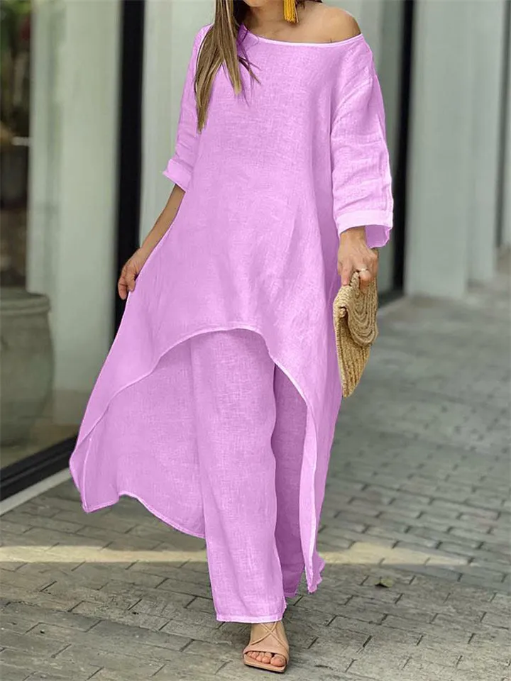Autumn Leisure Style Fashion Cotton Linen Women Loose Tops   Long Pants