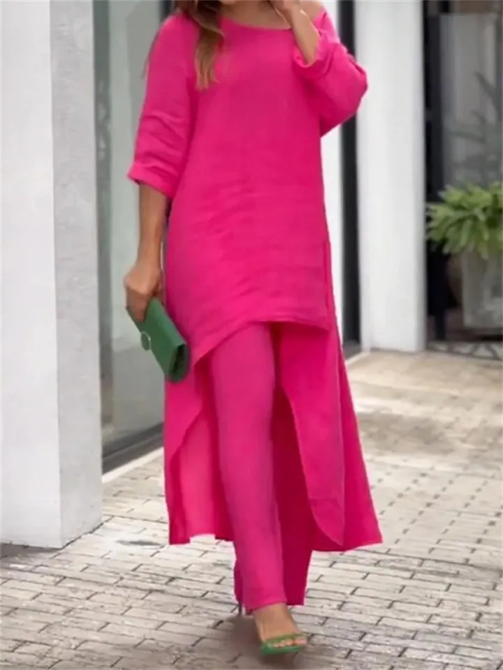 Autumn Leisure Style Fashion Cotton Linen Women Loose Tops   Long Pants