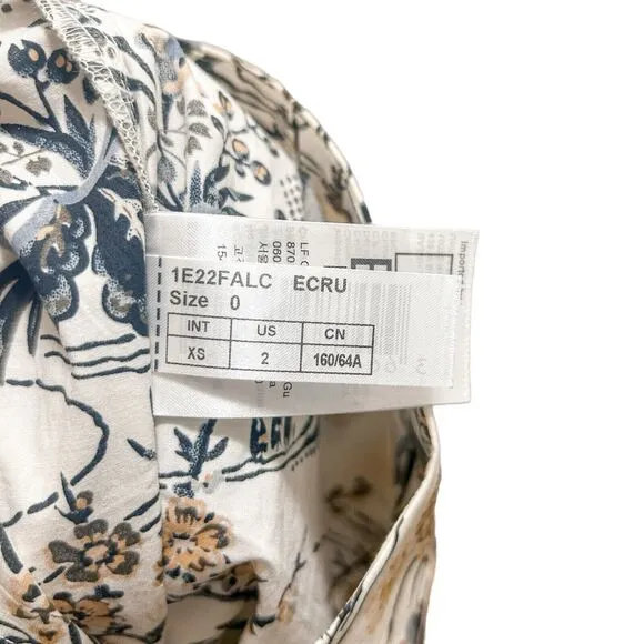 Ba&amp;Sh Falco Asymmetric Floral Mini Skirt in Ecru Size XS