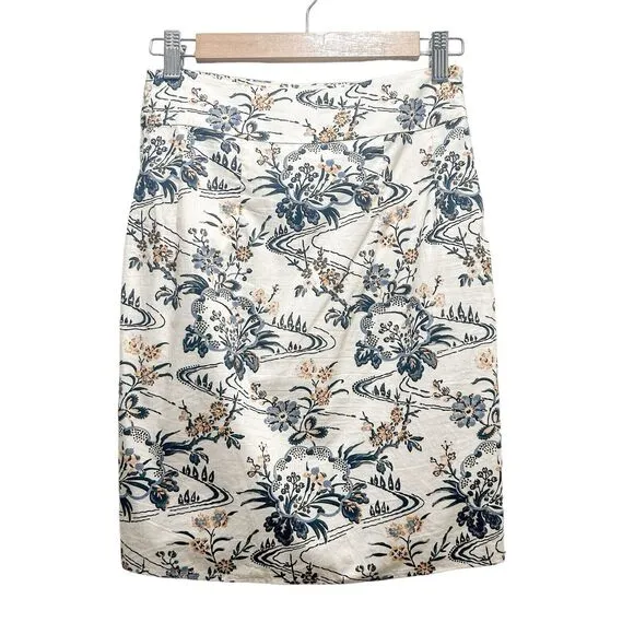 Ba&amp;Sh Falco Asymmetric Floral Mini Skirt in Ecru Size XS
