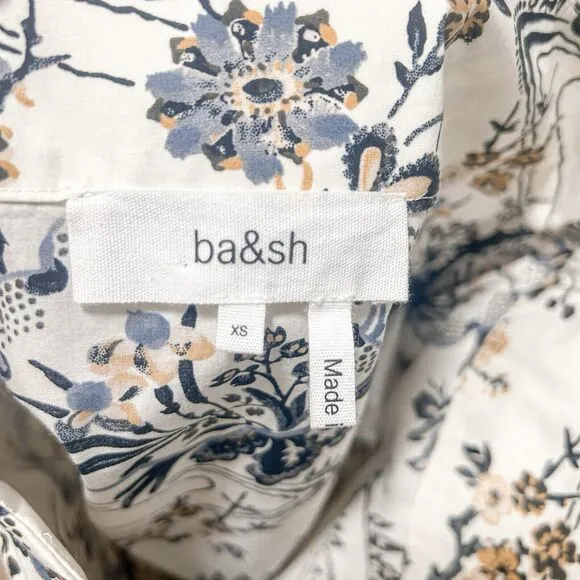Ba&amp;Sh Falco Asymmetric Floral Mini Skirt in Ecru Size XS