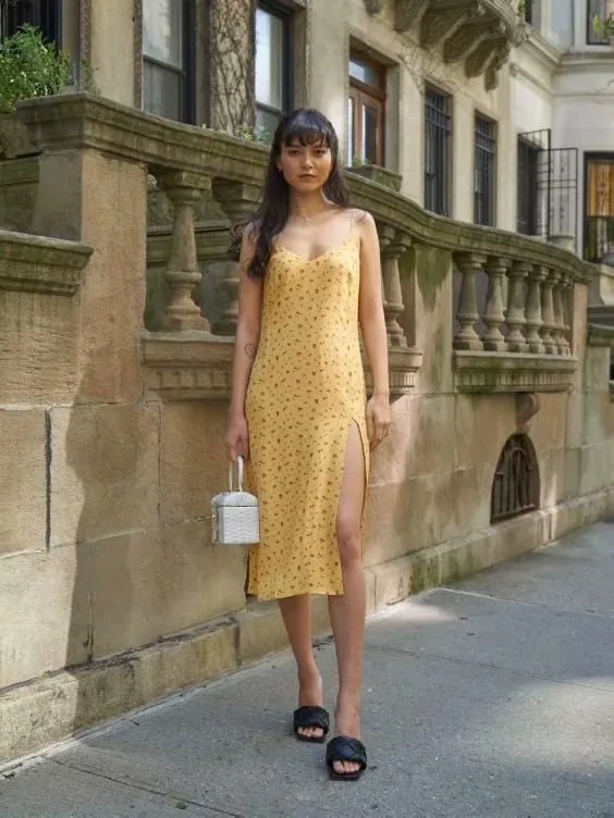Backless Suspenders Slit Leg Midi Floral Dresses