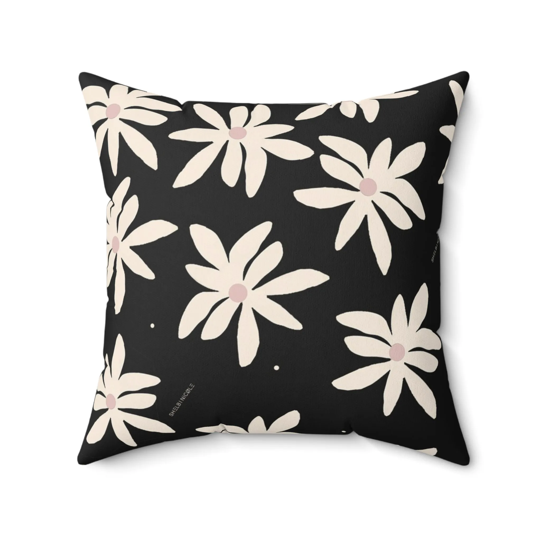 Black & White Floral Throw Pillow by Shelbi Nicole
