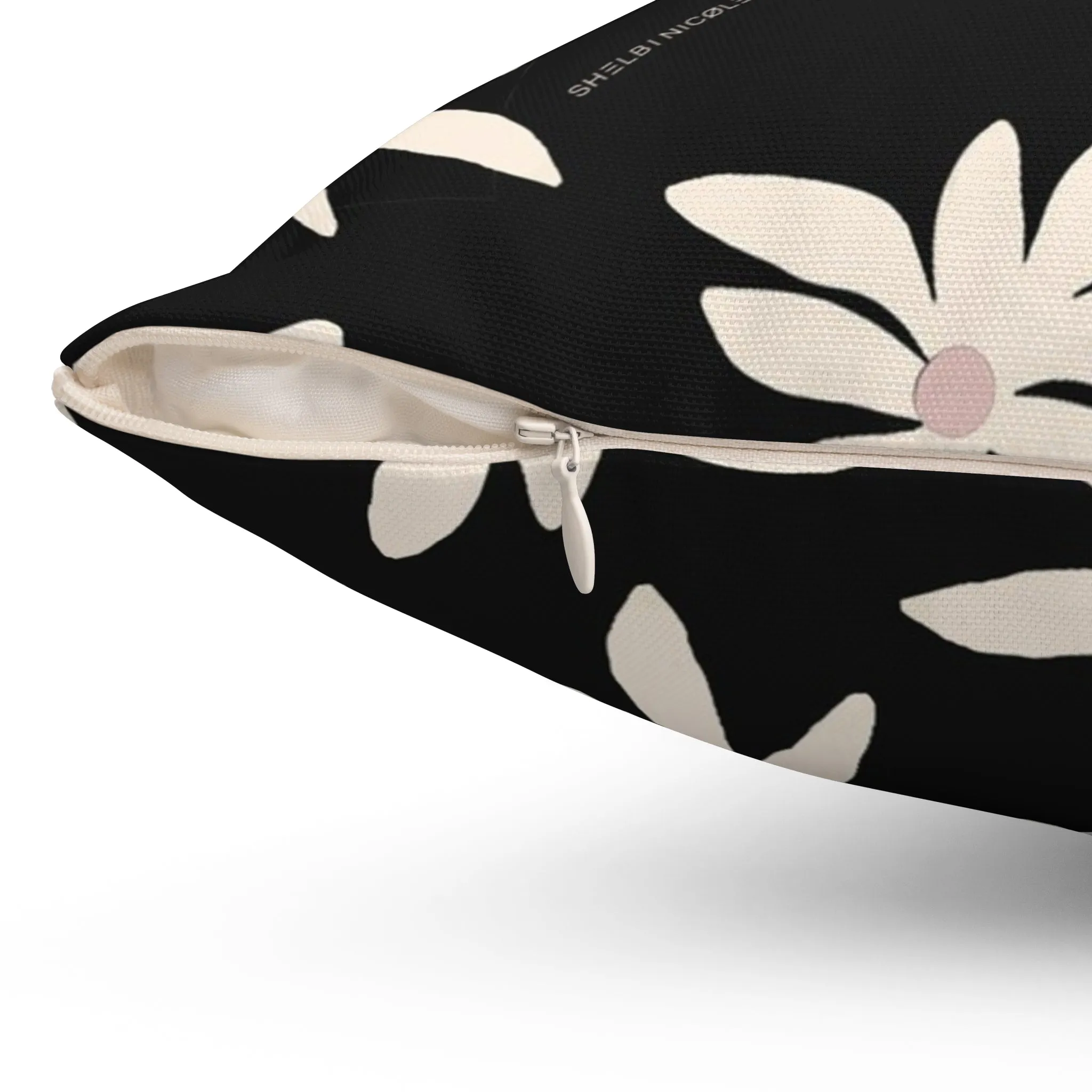 Black & White Floral Throw Pillow by Shelbi Nicole