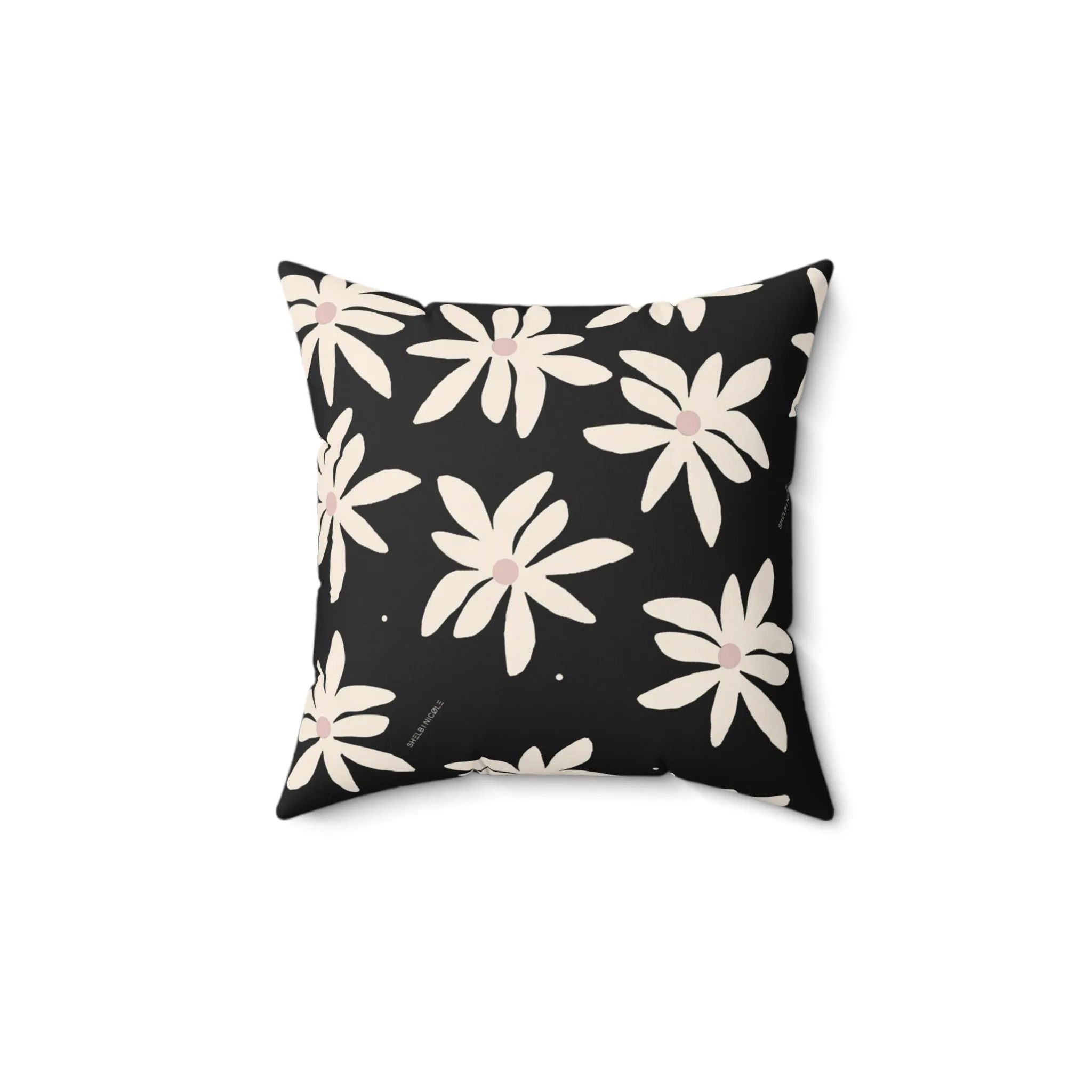 Black & White Floral Throw Pillow by Shelbi Nicole