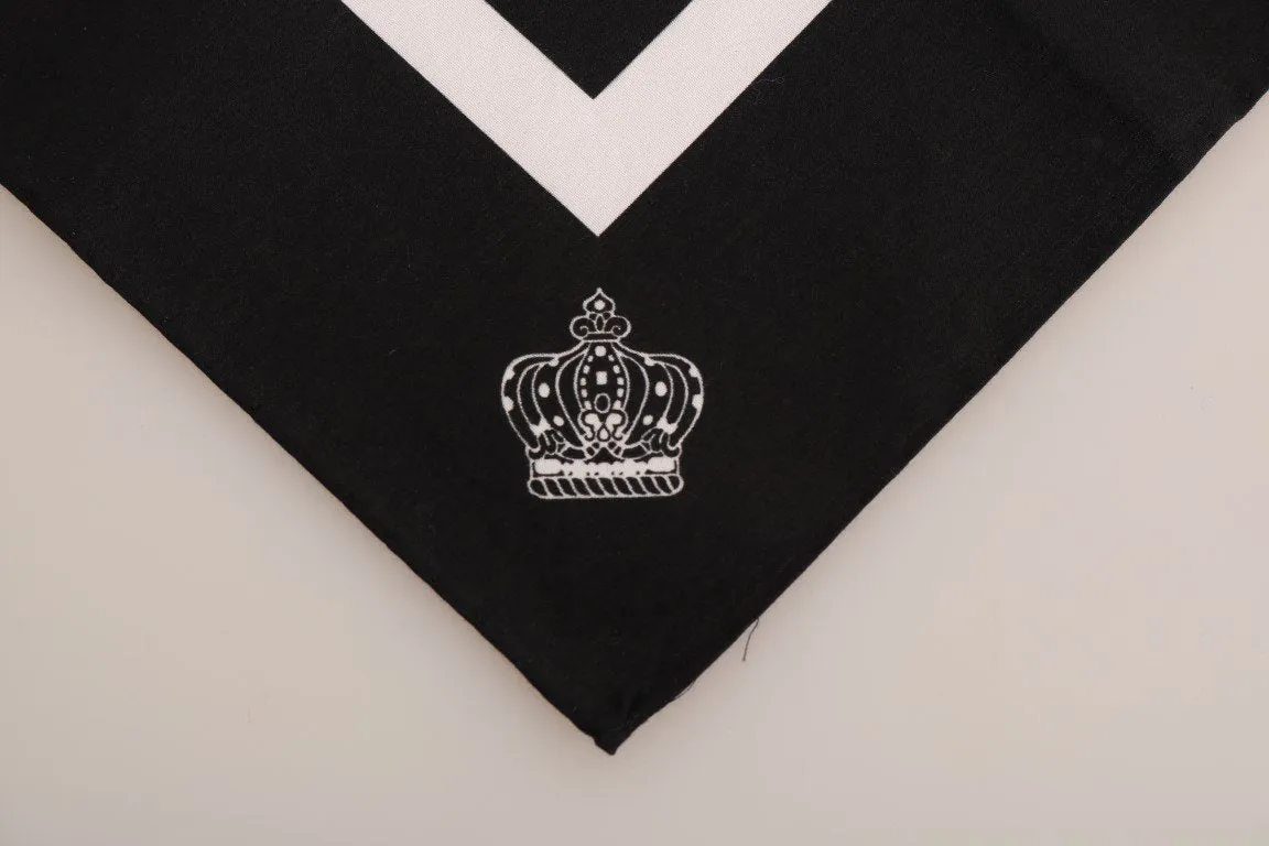 Black Cotton White Pattern Scarf