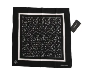 Black Cotton White Pattern Scarf