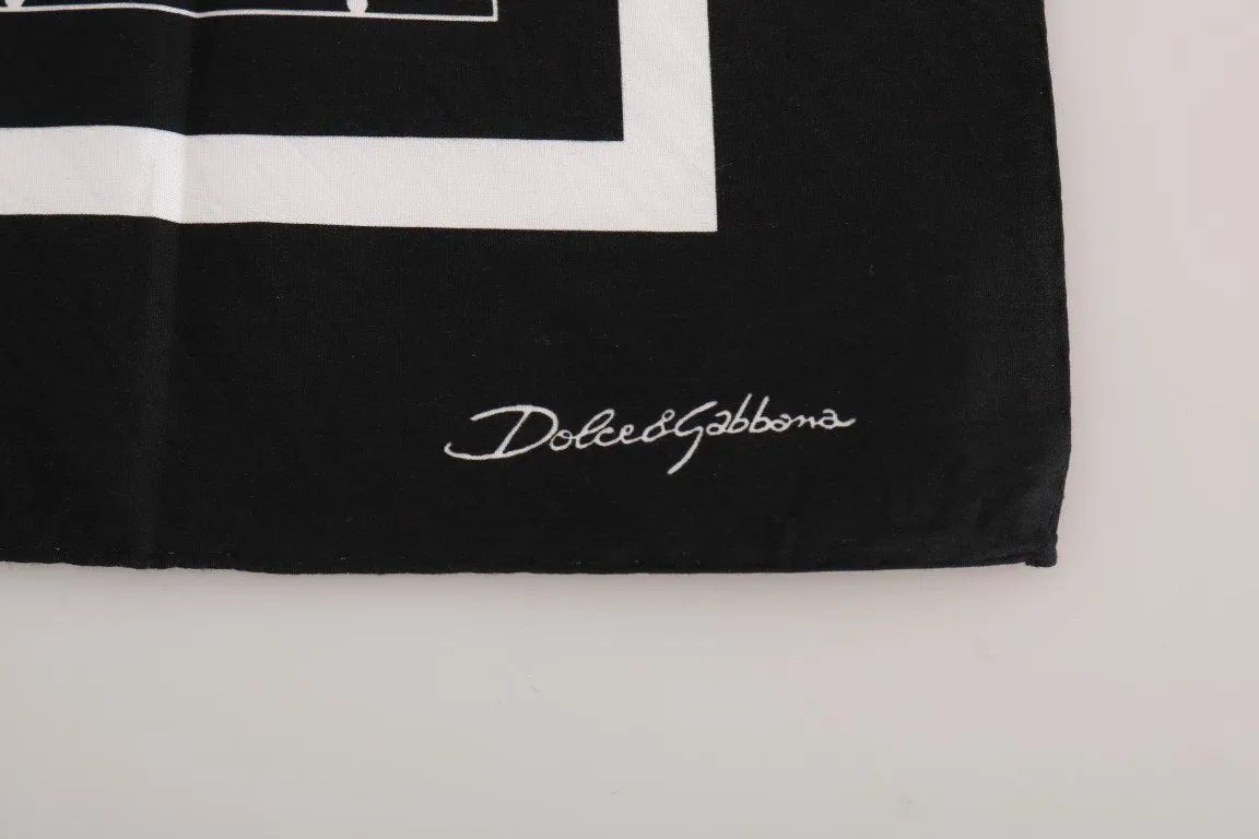 Black Cotton White Pattern Scarf