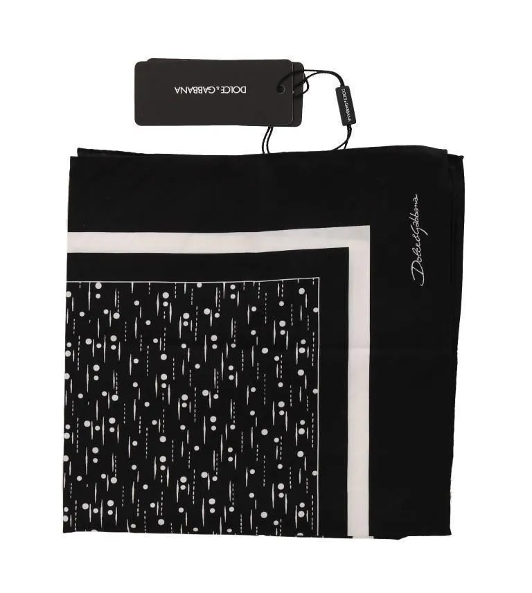 Black Cotton White Pattern Scarf