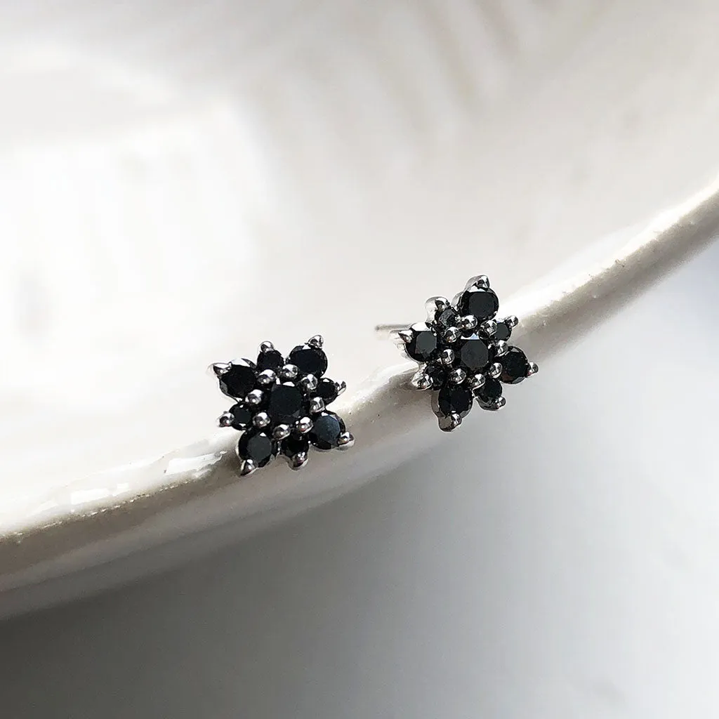 Black Diamond Floral Cluster Studs