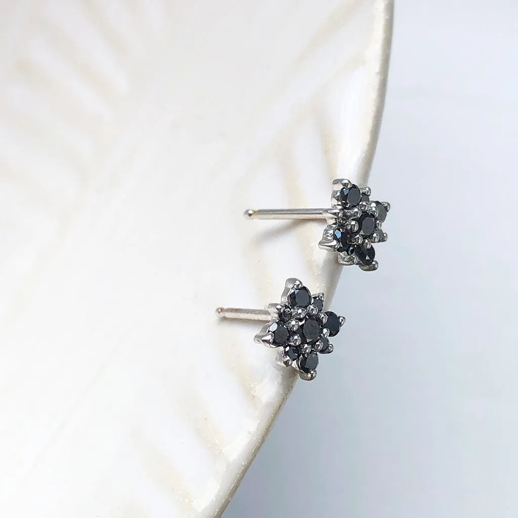 Black Diamond Floral Cluster Studs