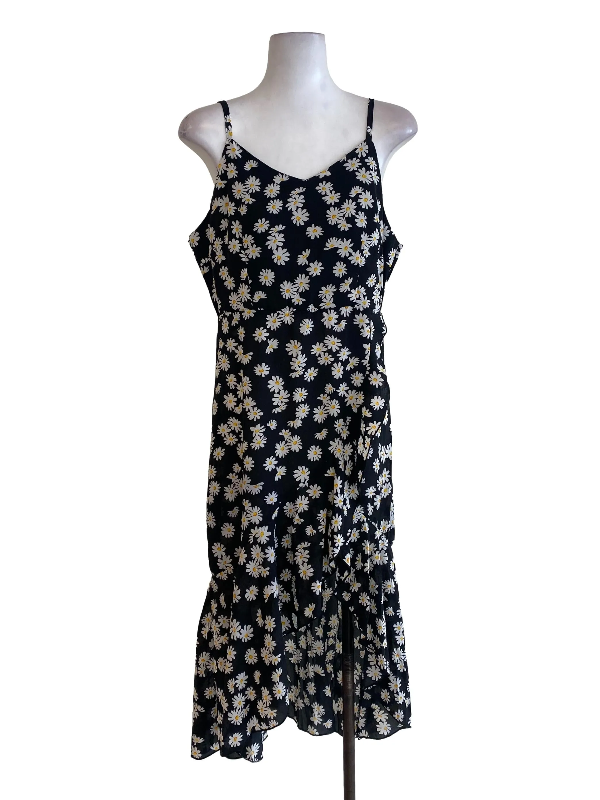 Black Floral Wrap Dress