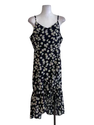 Black Floral Wrap Dress