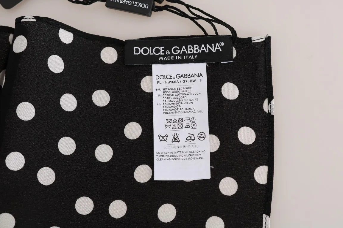 Black Silk Polka Dotted Scarf