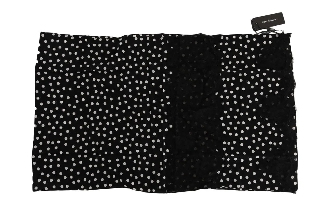 Black Silk Polka Dotted Scarf