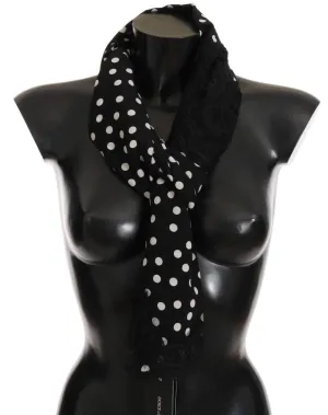 Black Silk Polka Dotted Scarf