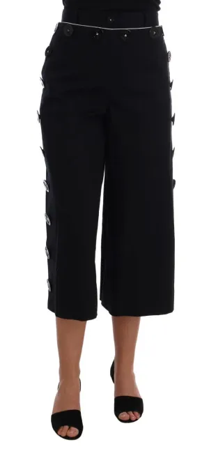 Blue Cotton Sailor Capri Pants