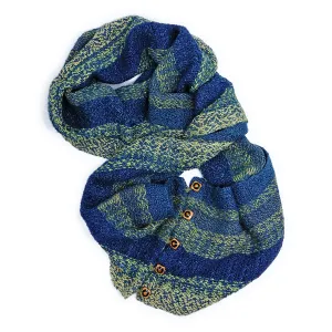 Blue Mix Rayon/Cotton Blend Button Scarf