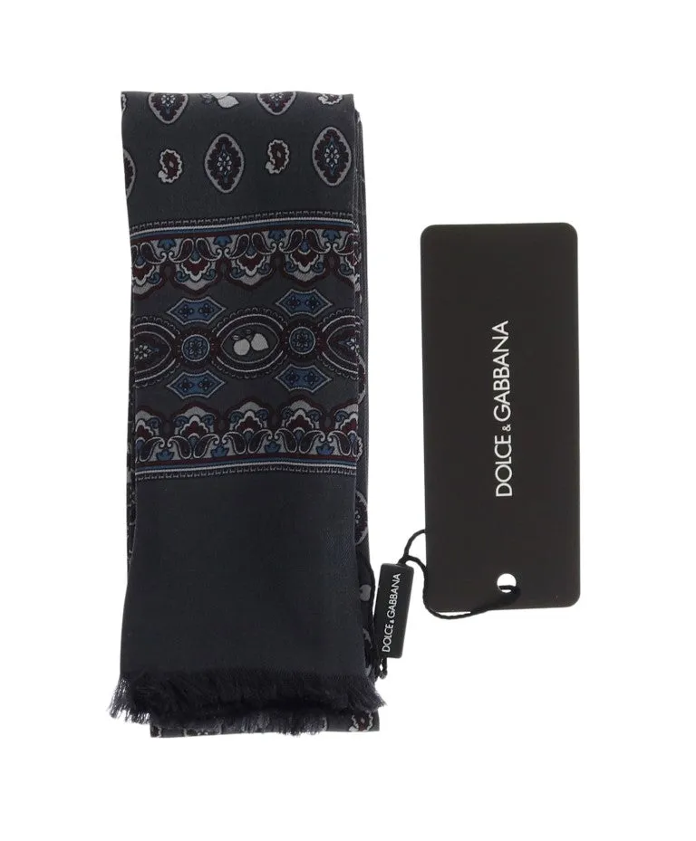 Blue Silk Baroque Scarf