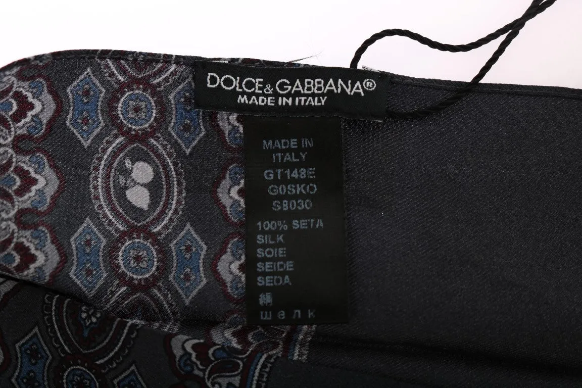 Blue Silk Baroque Scarf