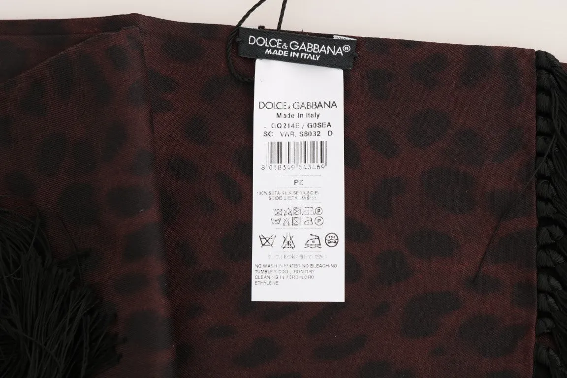 Bordeaux Silk Leopard Print Scarf