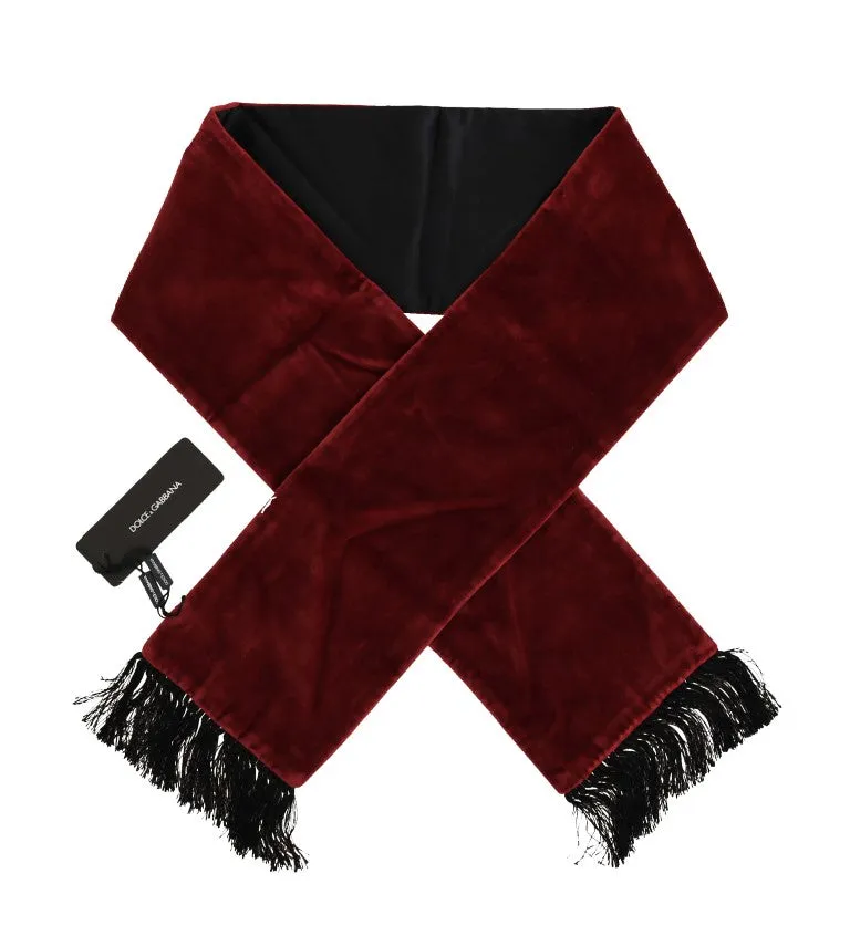 Bordeaux Velvet Fringes Scarf