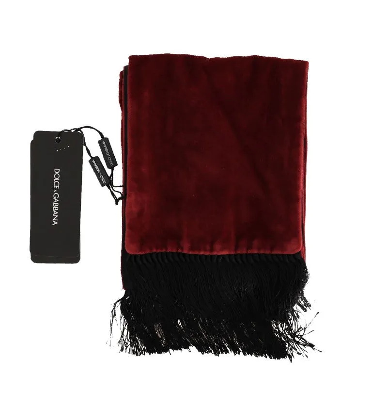 Bordeaux Velvet Fringes Scarf